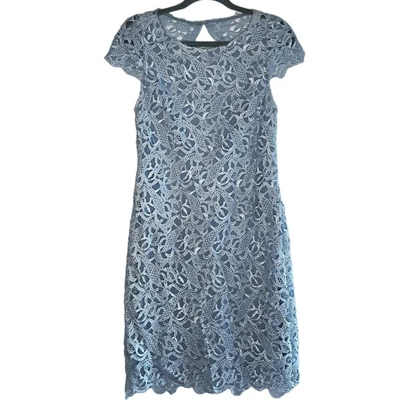 Alice + Olivia | Dresses | Alice Olivia Dress Baby Blue Clover Lace Back  Cutout Mini Cocktail Size 8 | Poshmark